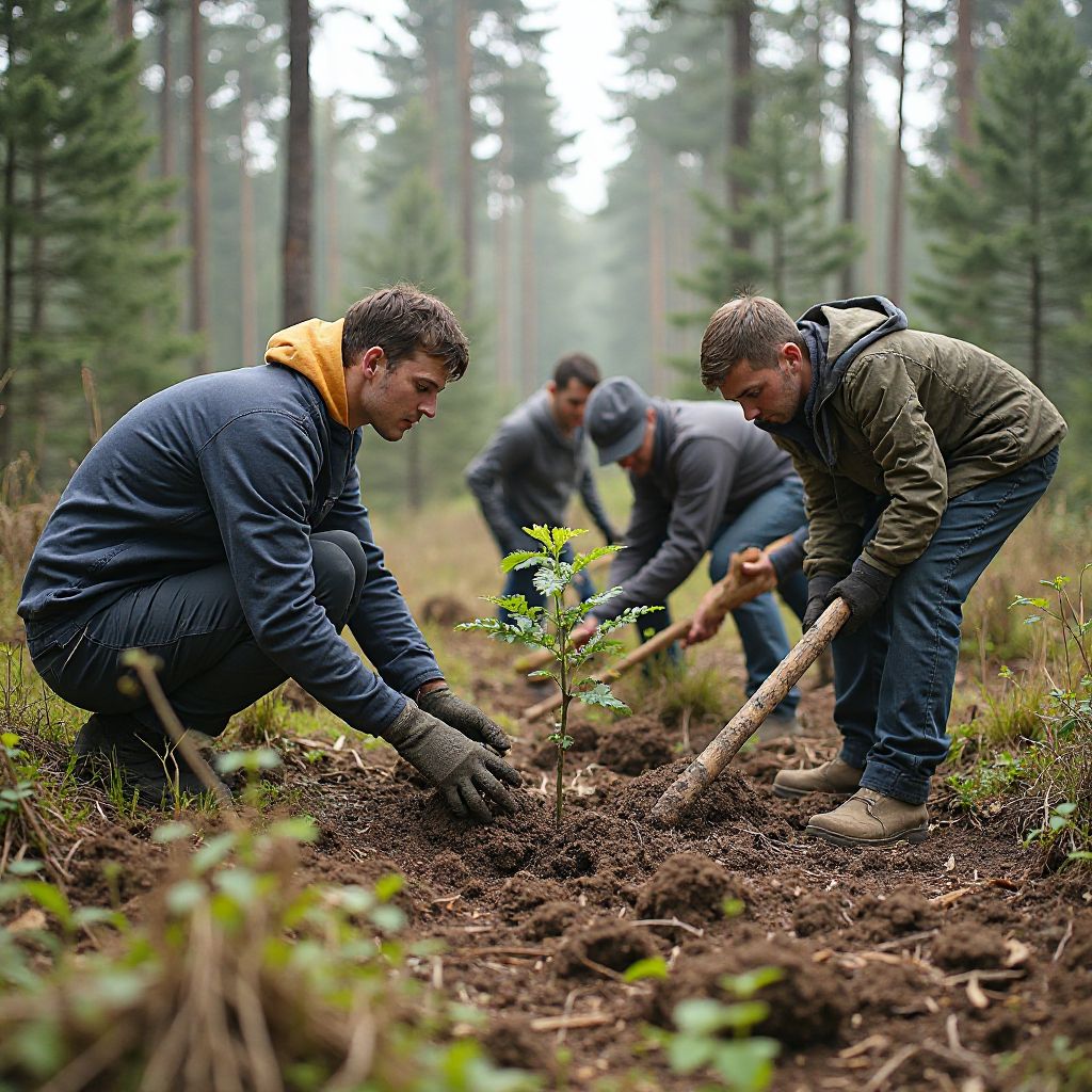 Reforestation project with local volunteers